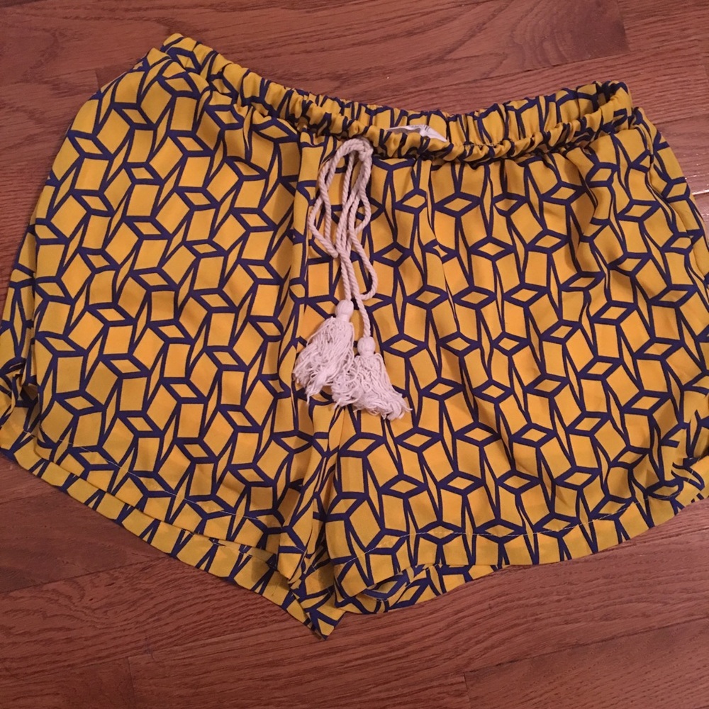 Yellow and blue boutique shorts